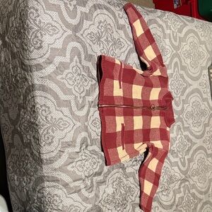 GAP Kids Red and Cream Checkered Sweater